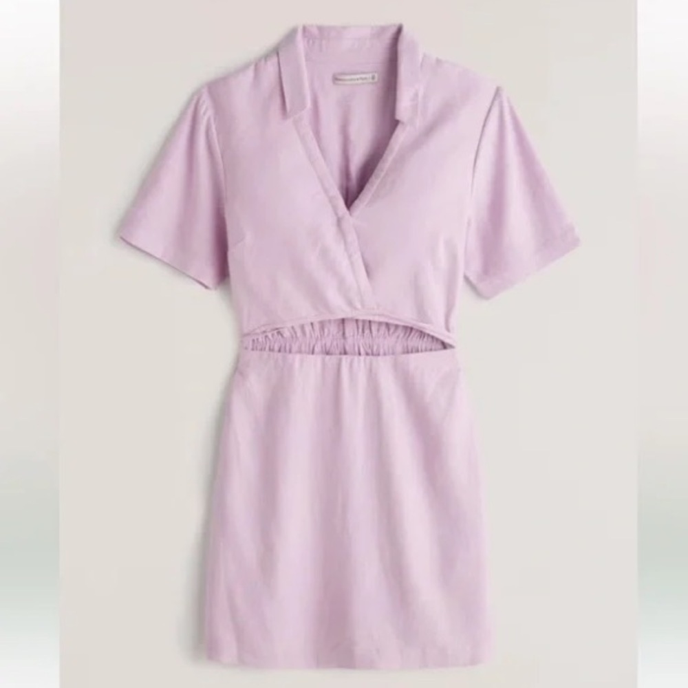 Abercrombie & Fitch linen blend cut out shirt dress size large purple lavender
